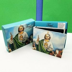 Mens wallet SAN JUDAS TADEO st jude bi-fold LEATHER wallet CARTERA Handcrafted